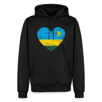 Ruanda Flaggenherz - Männer Premium Bio Hoodie - Schwarz - Vorne - Nico (187cm)