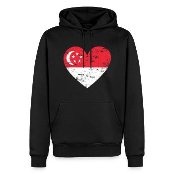 Singapore Flag Heart - Men’s Premium Organic Hoodie - black - Front - Nico (187cm)