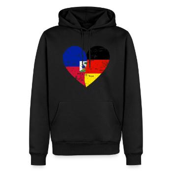 Haïti Allemagne Flag Coeur - Sweat à capuche Premium bio Homme - noir - Devant - Nico (187cm)