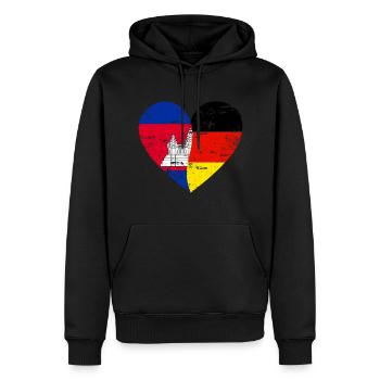 Cambodge Allemagne Flag Coeur - Sweat à capuche Premium bio Homme - noir - Devant - Nico (187cm)