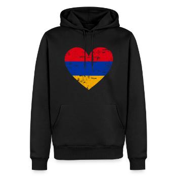 Armenien Flaggenherz - Männer Premium Bio Hoodie - Schwarz - Vorne - Nico (187cm)