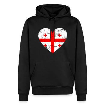 Cœur de drapeau de la Géorgie - Sweat à capuche Premium bio Homme - noir - Devant - Nico (187cm)