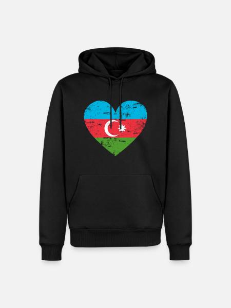 Azerbaijan flag heart - Men’s Premium Organic Hoodie - black