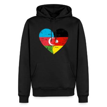 Azerbaijan Germany Flag Heart - Men’s Premium Organic Hoodie - black - Front - Nico (187cm)