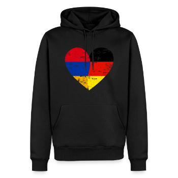 Arménie Allemagne Drapeau Coeur - Sweat à capuche Premium bio Homme - noir - Devant - Nico (187cm)