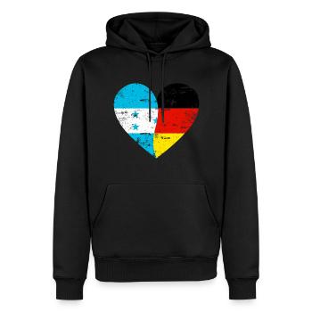 Honduras Allemagne Flag Heart - Sweat à capuche Premium bio Homme - noir - Devant - Nico (187cm)