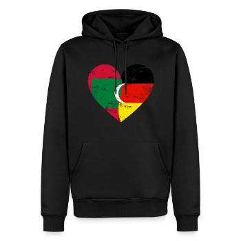 Maldives Germany Flag Heart - Men’s Premium Organic Hoodie - black - Front - Nico (187cm)