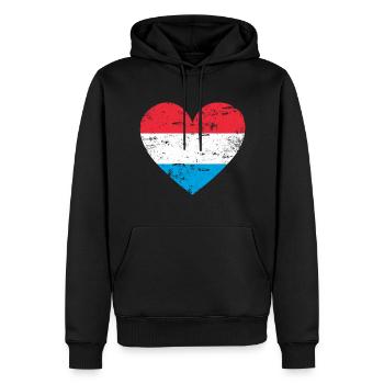 Cœur de drapeau luxembourgeois - Sweat à capuche Premium bio Homme - noir - Devant - Nico (187cm)