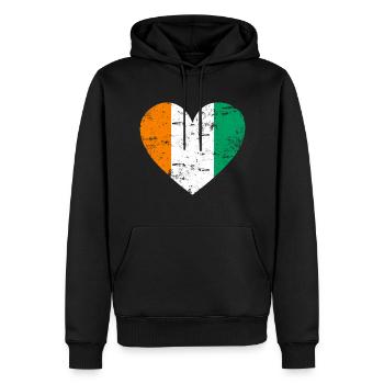 Cœur du drapeau de la Côte d’Ivoire - Sweat à capuche Premium bio Homme - noir - Devant - Nico (187cm)