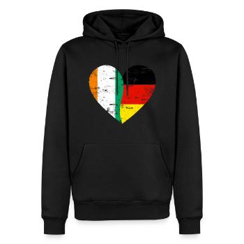 Elfenbeinküste Deutschland Flaggenherz - Männer Premium Bio Hoodie - Schwarz - Vorne - Nico (187cm)
