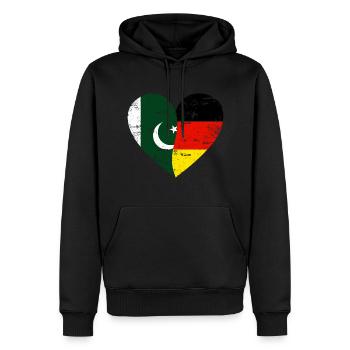 Pakistan Allemagne Flag Heart - Sweat à capuche Premium bio Homme - noir - Devant - Nico (187cm)