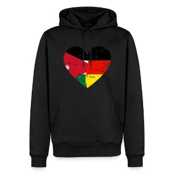 Jordanien Deutschland Flaggenherz - Männer Premium Bio Hoodie - Schwarz - Vorne - Nico (187cm)