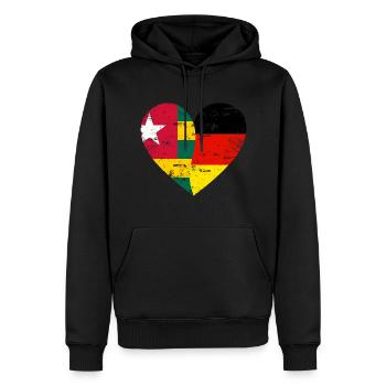 Togo Germany Flag Heart - Men’s Premium Organic Hoodie - black - Front - Nico (187cm)