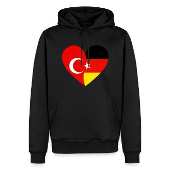 Turkey Germany Flags Heart - Men’s Premium Organic Hoodie - black - Front - Nico (187cm)