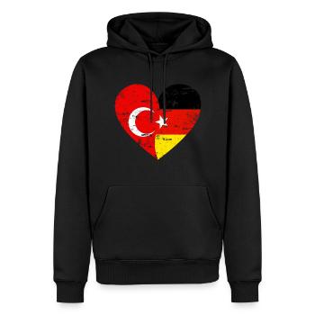 Turkey Germany Flag Heart - Men’s Premium Organic Hoodie - black - Front - Nico (187cm)