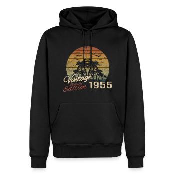 Jahrgang 1955 Geburtstagsgeschenk 1955 Retro 1955 - Männer Premium Bio Hoodie - Schwarz - Vorne - Nico (187cm)