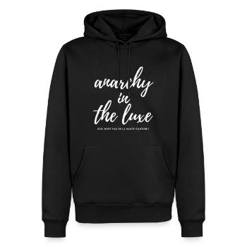 anarchy in the luxe - Sweat à capuche Premium bio Homme - noir - Devant - Nico (187cm)