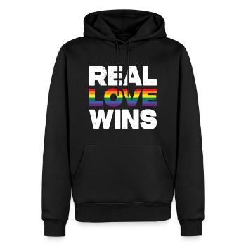 Real Love Wins LGBTQ Rainbow Gay Pride - Männer Premium Bio Hoodie - Schwarz - Vorne - Nico (187cm)