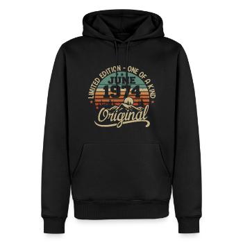 1974 Juni 1974 Original - Juni 1974 Jubiläum - Männer Premium Bio Hoodie - Schwarz - Vorne - Nico (187cm)