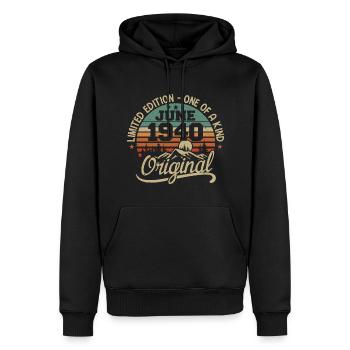 1940 Juni 1940 Original - Juni 1940 Jubiläum - Männer Premium Bio Hoodie - Schwarz - Vorne - Nico (187cm)