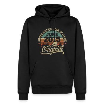 2015 Juin 2015 Original - Juin 2015 Anniversaire - Sweat à capuche Premium bio Homme - noir - Devant - Nico (187cm)