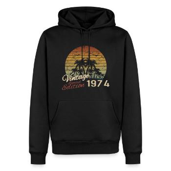 Vintage 1974 Anniversaire Cadeau 1974 Rétro 1974 - Sweat à capuche Premium bio Homme - noir - Devant - Nico (187cm)