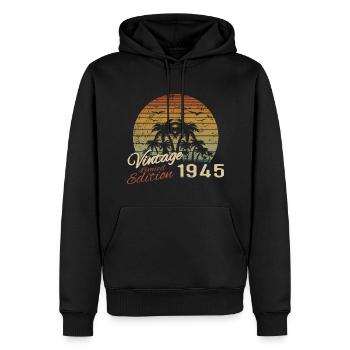 Vintage 1945 Anniversaire Cadeau 1945 Rétro 1945 - Sweat à capuche Premium bio Homme - noir - Devant - Nico (187cm)