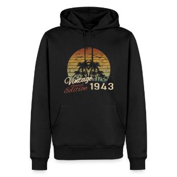 Vintage 1943 Birthday Gift 1943 Retro 1943 - Men’s Premium Organic Hoodie - black - Front - Nico (187cm)