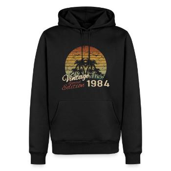 Jahrgang 1984 Geburtstagsgeschenk 1984 Retro 1984 - Männer Premium Bio Hoodie - Schwarz - Vorne - Nico (187cm)