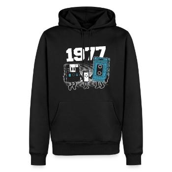 Jahrgang Jahrgang 1977 Geburtstagsgeschenk 1977 - Männer Premium Bio Hoodie - Schwarz - Vorne - Nico (187cm)