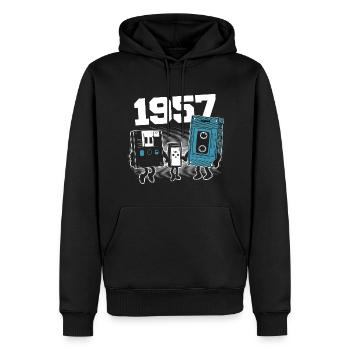 Vintage Born In 1957 Geburtstagsgeschenk 1957 - Männer Premium Bio Hoodie - Schwarz - Vorne - Nico (187cm)