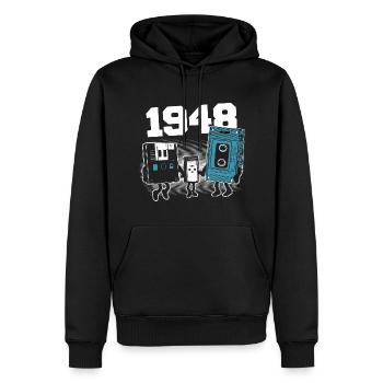 Jahrgang Geboren 1948 Geburtstagsgeschenk 1948 - Männer Premium Bio Hoodie - Schwarz - Vorne - Nico (187cm)
