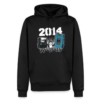 Vintage Née En 2014 Cadeau Anniversaire 2014 - Sweat à capuche Premium bio Homme - noir - Devant - Nico (187cm)