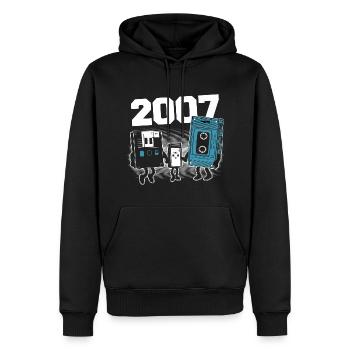 Vintage Born In 2007 Geburtstagsgeschenk 2007 - Männer Premium Bio Hoodie - Schwarz - Vorne - Nico (187cm)