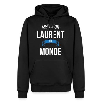 Meilleur Laurent du monde homme - Sweat à capuche Premium bio Homme - noir - Devant - Nico (187cm)