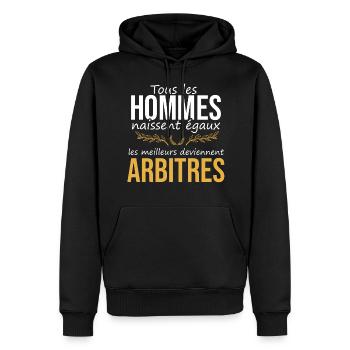 Les meilleurs deviennent Arbitres | métier - Sweat à capuche Premium bio Homme - noir - Devant - Nico (187cm)