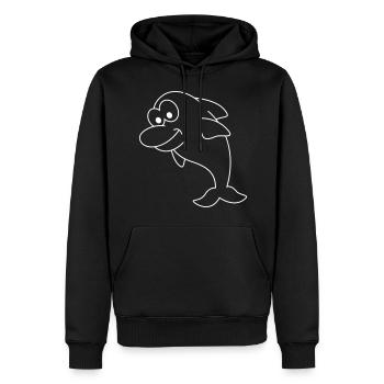 Delfin Comic Tier - Männer Premium Bio Hoodie - Schwarz - Vorne - Nico (187cm)