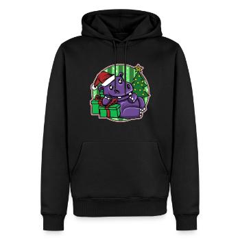Weihnachten Affreux Noël Noël Hippopotame - Sweat à capuche Premium bio Homme - noir - Devant - Nico (187cm)