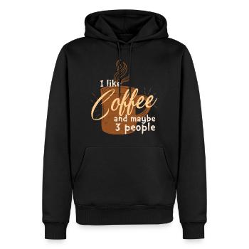 I Like Coffee and maybe 3 People - Männer Premium Bio Hoodie - Schwarz - Vorne - Nico (187cm)