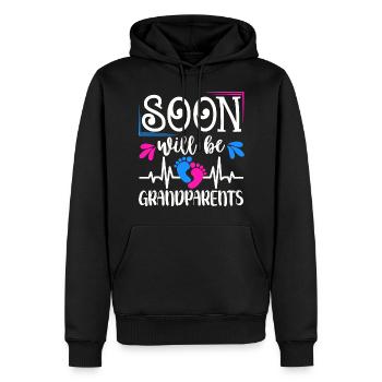 Wir werden bald Großeltern, Wir werden Oma und Opa - Männer Premium Bio Hoodie - Schwarz - Vorne - Nico (187cm)