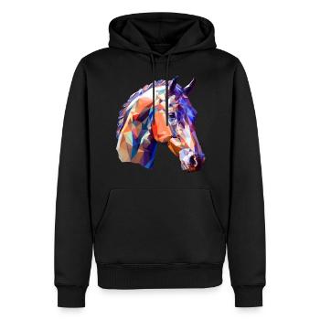 Buntes Polygon-Pferd Kreatives Kunst Design - Männer Premium Bio Hoodie - Schwarz - Vorne - Nico (187cm)