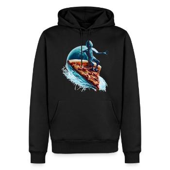 Pizza Surfer Alien - Men’s Premium Organic Hoodie - black - Front - Nico (187cm)