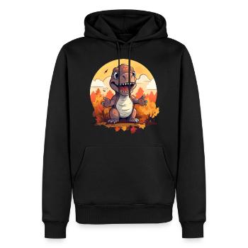 Autumn Trex: Foliage, Leaves and Sunset - Men’s Premium Organic Hoodie - black - Front - Nico (187cm)