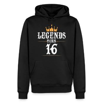 Legenden werden 16 Jahre alt, 16 Geburtstag - Männer Premium Bio Hoodie - Schwarz - Vorne - Nico (187cm)