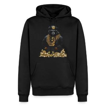 Ours hip-hop cool avec casquette ainsi que de l’or et de l’argent - Sweat à capuche Premium bio Homme - noir - Devant - Nico (187cm)