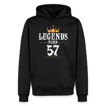 Legenden werden 57 Jahre alt, 57 Geburtstag - Männer Premium Bio Hoodie - Schwarz - Vorne - Nico (187cm)