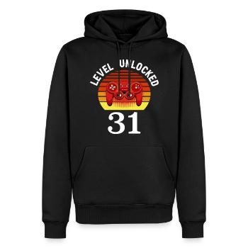 Niveau 31 débloqué 31 Anniversaire 31 ans - Sweat à capuche Premium bio Homme - noir - Devant - Nico (187cm)
