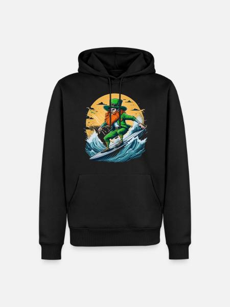 St. Patrick's Day Shamrock Surfing - Men’s Premium Organic Hoodie - black