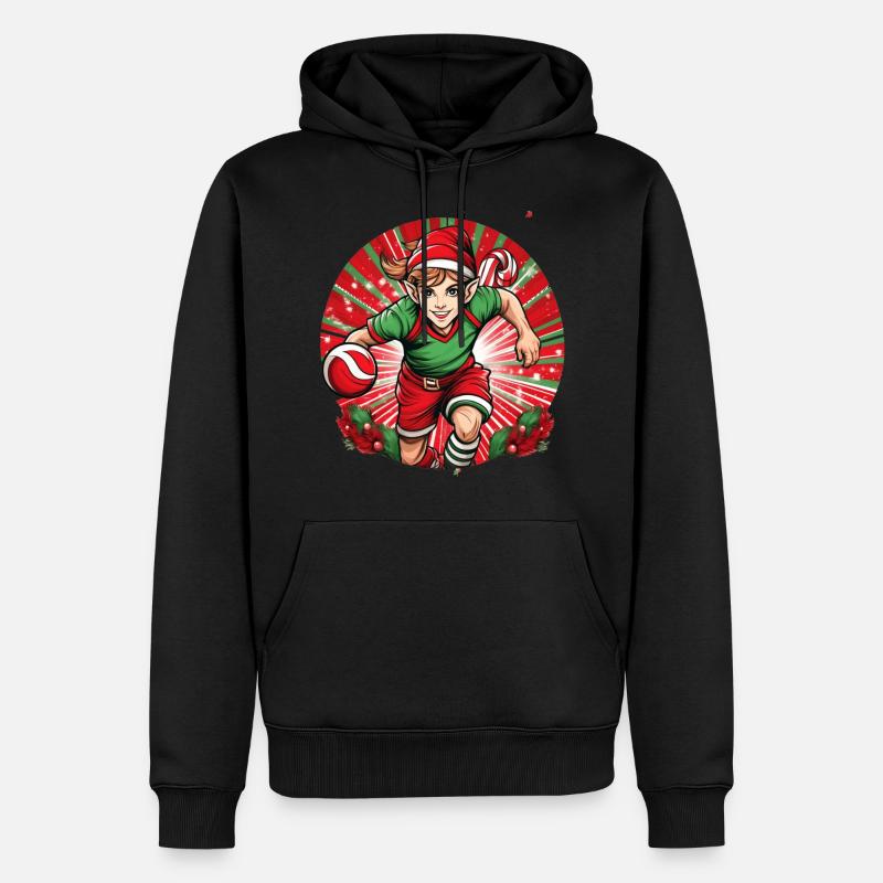 Elfe de Noël Handball - Sweat à capuche Premium bio Homme - noir