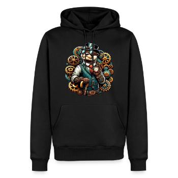 Loutre steampunk avec engrenages et montre de poche - Sweat à capuche Premium bio Homme - noir - Devant - Nico (187cm)